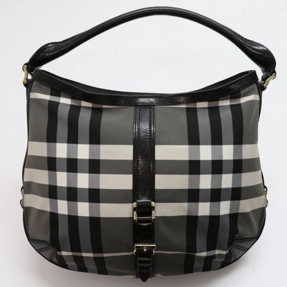 Burberry Tri Color Beat Check Nylon & Leather Hobo - Picture 1 of 14